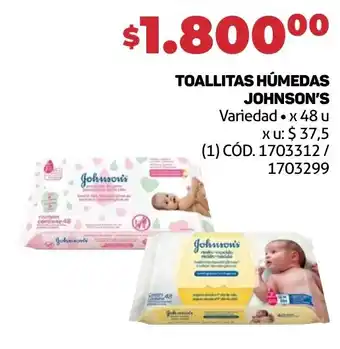 Makro TOALLITAS HÚMEDAS JOHNSON'S Variedad x 48 u oferta
