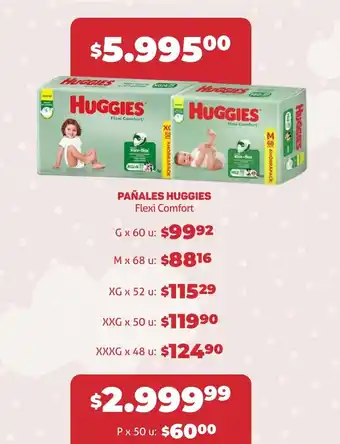Makro PAÑALES HUGGIES Flexi Comfort G x 60 u. oferta