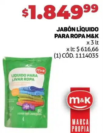 Makro JABÓN LÍQUIDO PARA ROPA M&K x 3 lt oferta