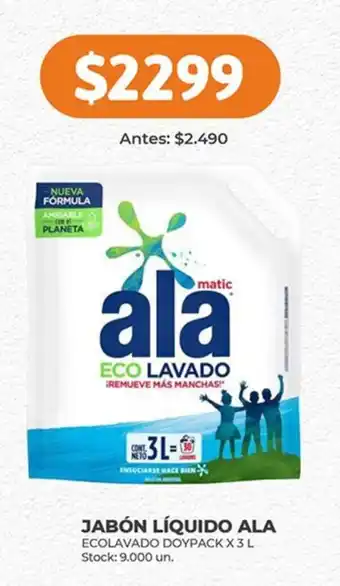 Supermercados Tadicor JABÓN LÍQUIDO ALA ECOLAVADO DOYPACK X 3L oferta