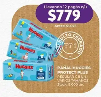 Supermercados Tadicor PAÑAL HUGGIES PROTECT PLUS REGULAR X 8 UN VARIOS TAMAÑOS oferta