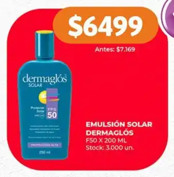 Supermercados Tadicor EMULSIÓN SOLAR FPS 50 DERMAGLÓS X 200 ML oferta