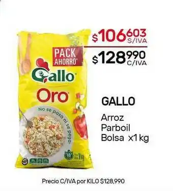 Nini Mayorista Gallo Arroz Parboil Bolsa x 1kg oferta