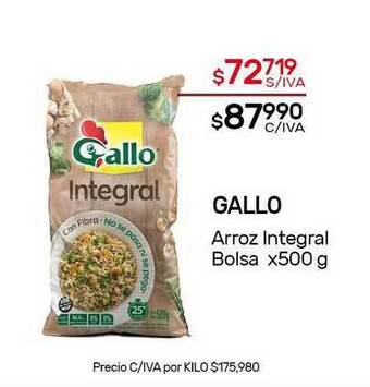 Nini Mayorista Gallo Arroz Integral Bolsa x 500g oferta