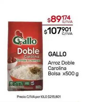 Nini Mayorista Gallo Arroz Doble Carolina x 500g oferta