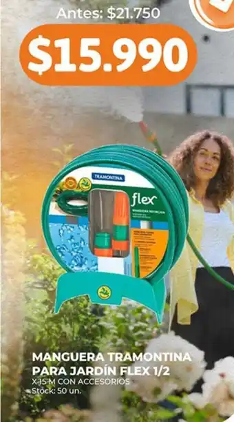 Supermercados Tadicor MANGUERA TRAMONTINA PARA JARDÍN FLEX 1/2 X-35 M CON ACCESORIOS oferta