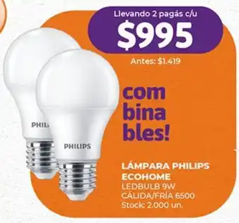 Supermercados Tadicor LÁMPARA PHILIPS ECOHOME LEDBULB 9W CÁLIDA/FRÍA oferta