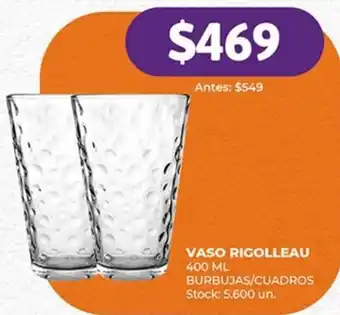 Supermercados Tadicor VASO RIGOLLEAU 400 ML BURBUJAS/CUADROS oferta