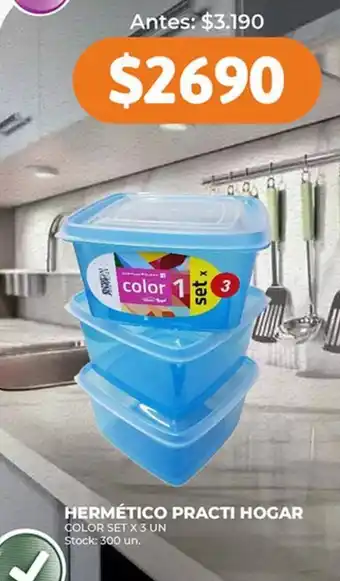 Supermercados Tadicor HERMÉTICO PRACTI HOGAR COLOR SET X 3 UN oferta