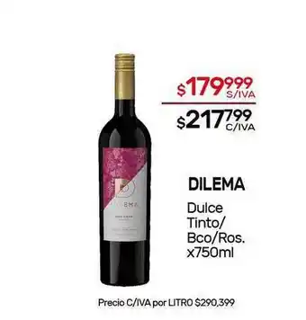 Nini Mayorista Dilema Dulce Tinto- Bco-Ros. x 750ml oferta