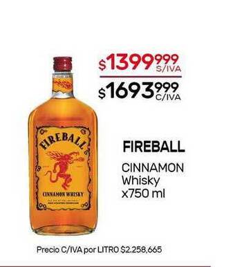 Nini Mayorista Fireball Cinnamon Whisky x 750ml oferta