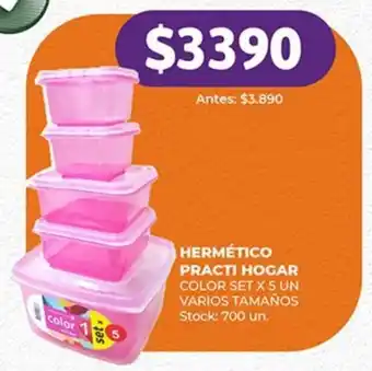 Supermercados Tadicor HERMÉTICO PRACTI HOGAR COLOR SET X 5 UN VARIOS TAMAÑOS oferta