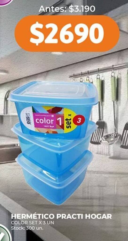 Supermercados Tadicor HERMÉTICO PRACTI HOGAR COLOR SET X 3 UN oferta