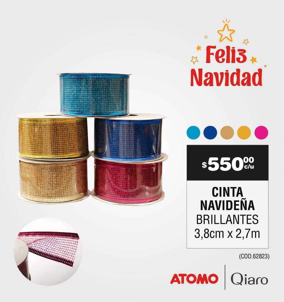 Atomo Conviene CINTA NAVIDEÑA BRILLANTES 3,8cm x 2,7m oferta