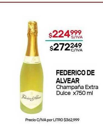 Nini Mayorista Federico De Alvear Champaña Extra Dulce x 750ml oferta
