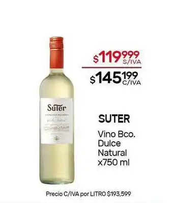 Nini Mayorista Suter Vino Bco. Dulce Natural x 750ml oferta