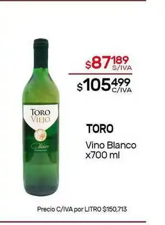 Nini Mayorista Toro Vino Blanco x700ml oferta