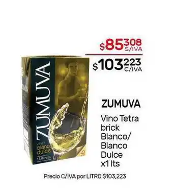 Nini Mayorista Zumuva Vino Tetra Brick Blanco- Blanco Dulce x 1lts oferta