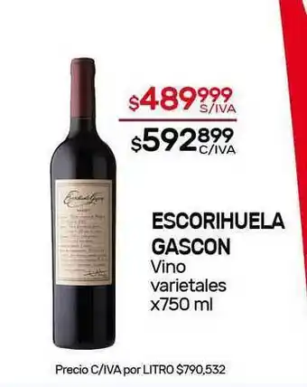 Nini Mayorista Escorihuela Gascon Vino Varietales x 750ml oferta