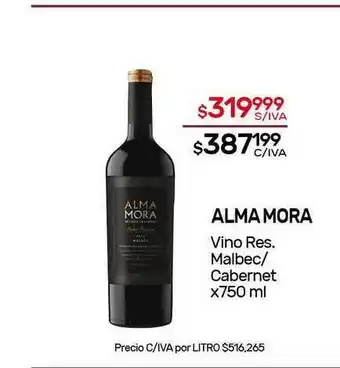 Nini Mayorista Alma Mora Vino Res. Malbec- Cabernet x 750ml oferta