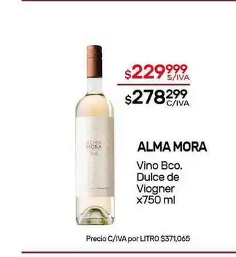 Nini Mayorista Alma Mora Vino Bco. Dulce De Viogner x 750ml oferta