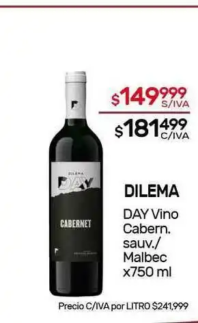 Nini Mayorista Dilema Day Vino Cabern. Sauv.- Malbec x 750ml oferta