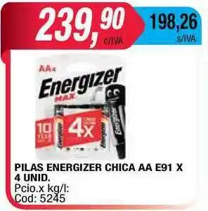 Maxiconsumo Pilas Energizer Chica AA E91 x 4unid oferta