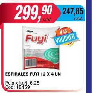 Maxiconsumo Fuyi Espirales 12 x 4 un oferta