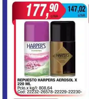 Maxiconsumo Repuesto Harpers Aerosol x 220ml oferta