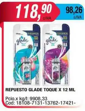 Maxiconsumo Glade Repuesto Toque x 12ml oferta