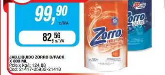 Maxiconsumo Zorro Jab.Liquido D-Pack x 800ml oferta
