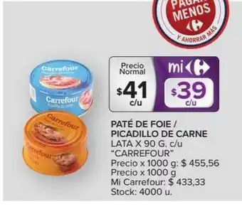 Carrefour Market Carrefour Paté De Foie - Picadillo De Carne Lata x 90g oferta