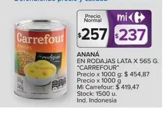 Carrefour Market Carrefour Ananá En Rodajas Lata x 565g oferta