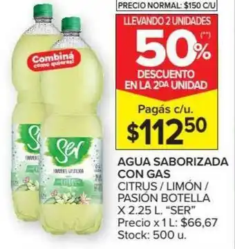 Carrefour Market Ser Agua Saborizada Con Gas Citrus - Limón - Pasión Botella x 2.25lt oferta
