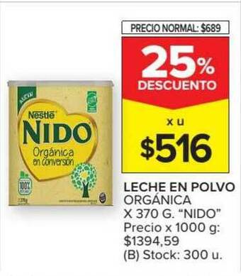 Carrefour Market Nido Leche En Polvo Orgánica x 370g oferta