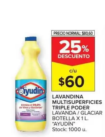 Carrefour Market Ayudin Lavandina Multisuperficies Triple Poder Lavanda - Glaciar Botella x 1L oferta