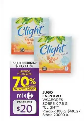 Carrefour Market Clight Jugo En Polvo V-Sabores Sobre x 7.5g oferta