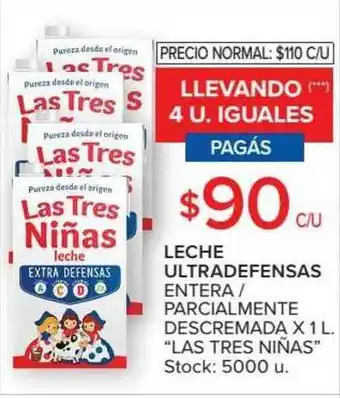 Carrefour Market Las Tres Niñas Leche Ultradefensas Entera - Parcialmente Descremada x 1L oferta