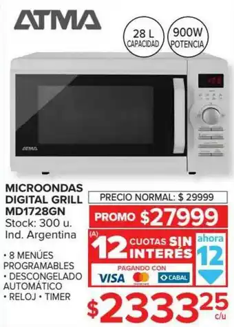 Carrefour Microondas Digital Grill MD1728GN oferta