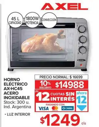 Carrefour Horno Eléctrico AX-HC45 Acero Inoxidable oferta