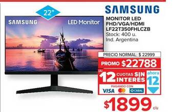 Carrefour Samsung Monitor LED FHD-VGA-HDMI LF22T350FHLCZB oferta