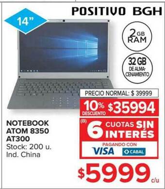Carrefour Positivo BGH Notebook Atom 8350 AT300 oferta