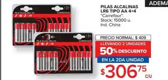Carrefour Pilas Alcalinas LR6 Tipo AA 4+4 oferta