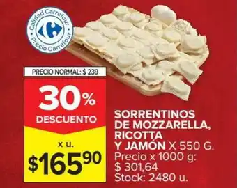 Carrefour Sorrentinos De Mozzarella, Ricotta Y Jamón x 550g oferta