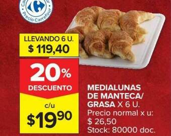 Carrefour Medialunas De Manteca-Grasa x 6u oferta