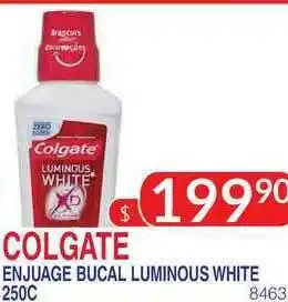 Masivos Colgate Enjuage Bucal Luminous White 250c oferta