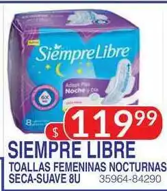 Masivos Siempre Libre Toallas Femeninas Nocturnas Seca-suave 8u oferta