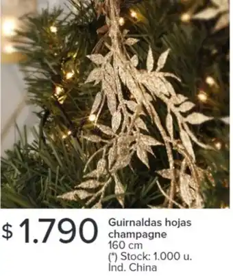 Carrefour Guirnaldas hojas champagne 160 cm oferta