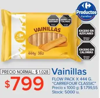 Carrefour VAINILLAS FLOW PACK X 444 G oferta