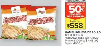 Carrefour HAMBURGUESA DE POLLO X 2 U. X 166 G oferta
